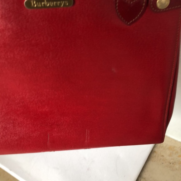 AUTHENTIC/VINTAGE SANYO SHOKAI BURBERRY LEATHER SHOULDER TOTE BAG. - Picture 13 of 17